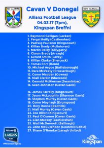 Senior Panel announced to play Donegal