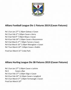 Cavan Allianz League Fixtures 2019