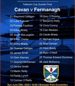 Cavan Team named ahead of Tailteann Cup Quarter Final