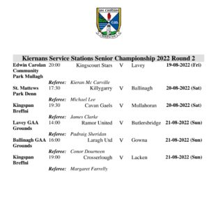 Championship Fixtures Weekend 18th-21st