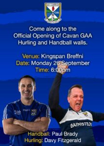 Officially opening of Hurling, Handball and Sensory walls in Kingspan Breffni.