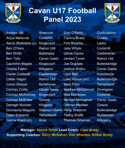 Cavan GAA U17 Football Panel 2023