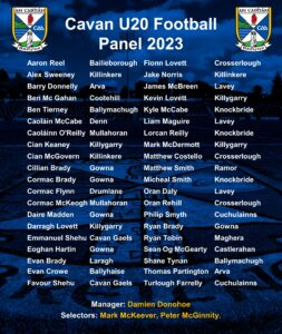 Cavan GAA U20 HURLING AND FOOTBALL PANELS 2023